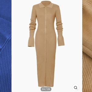 Micas Shell Sleeve Ribbed Button Down Maxi Dress